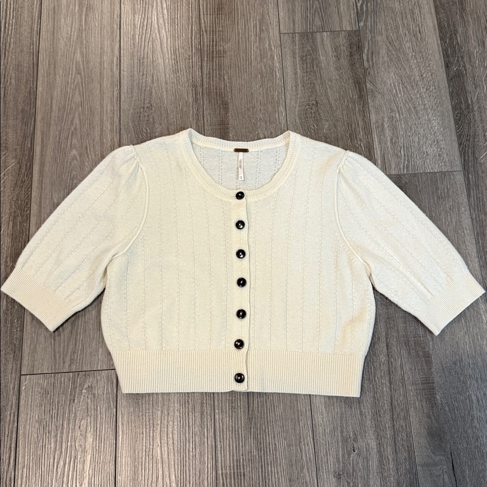 Free People White Cropped Cardigan - Picture 2 of 8